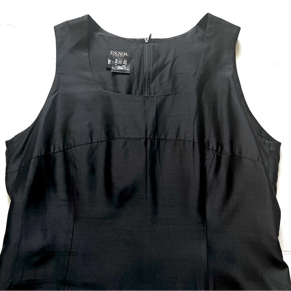 VTG Escada Elements Raw Silk Shift Dress BLK SZ 42/M Classic Chic Minimalist 90s - Picture 5 of 16